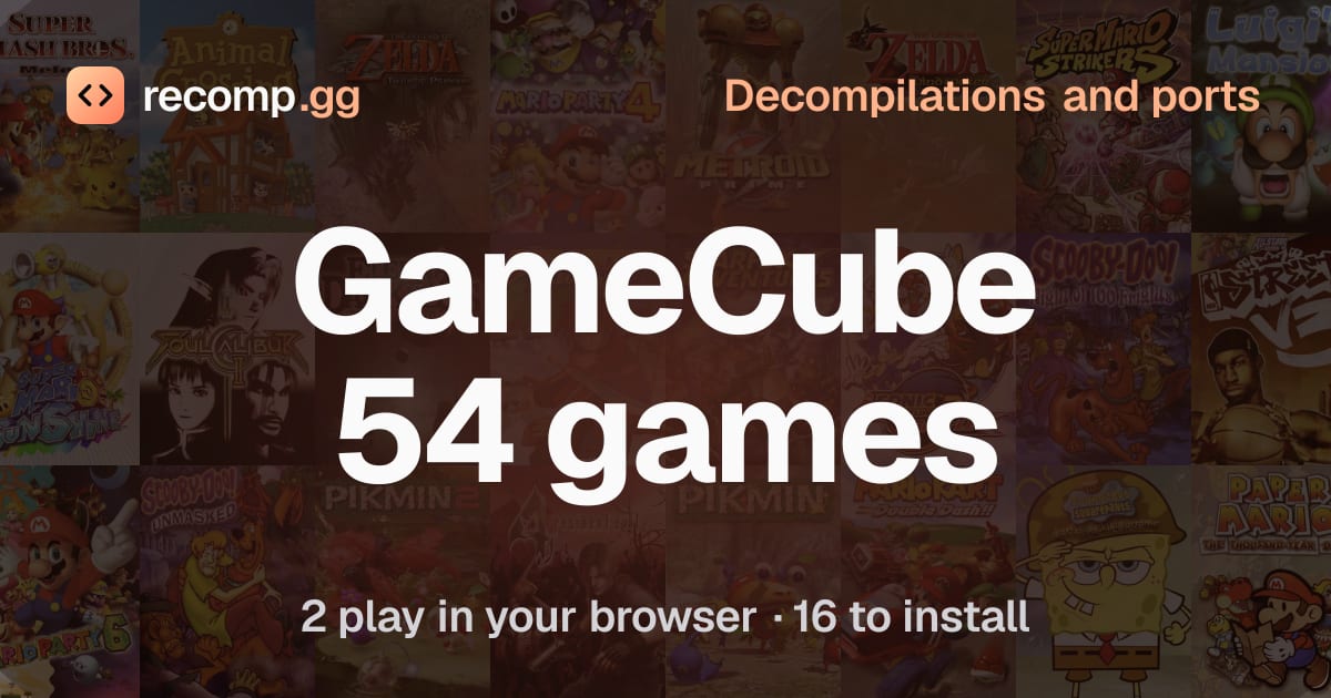 GameCube games: decompilations and ports · recomp.gg