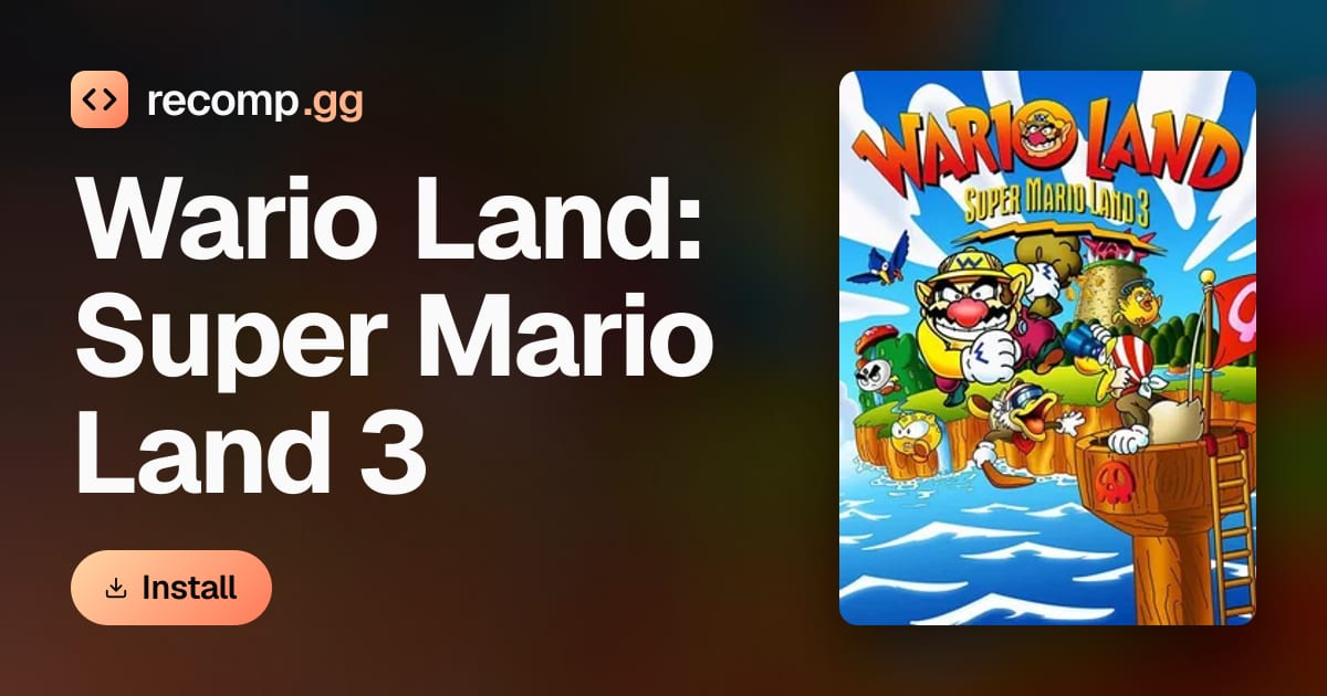 Wario Land: Super Mario Land 3: PC port, recompilation, disassembly ...